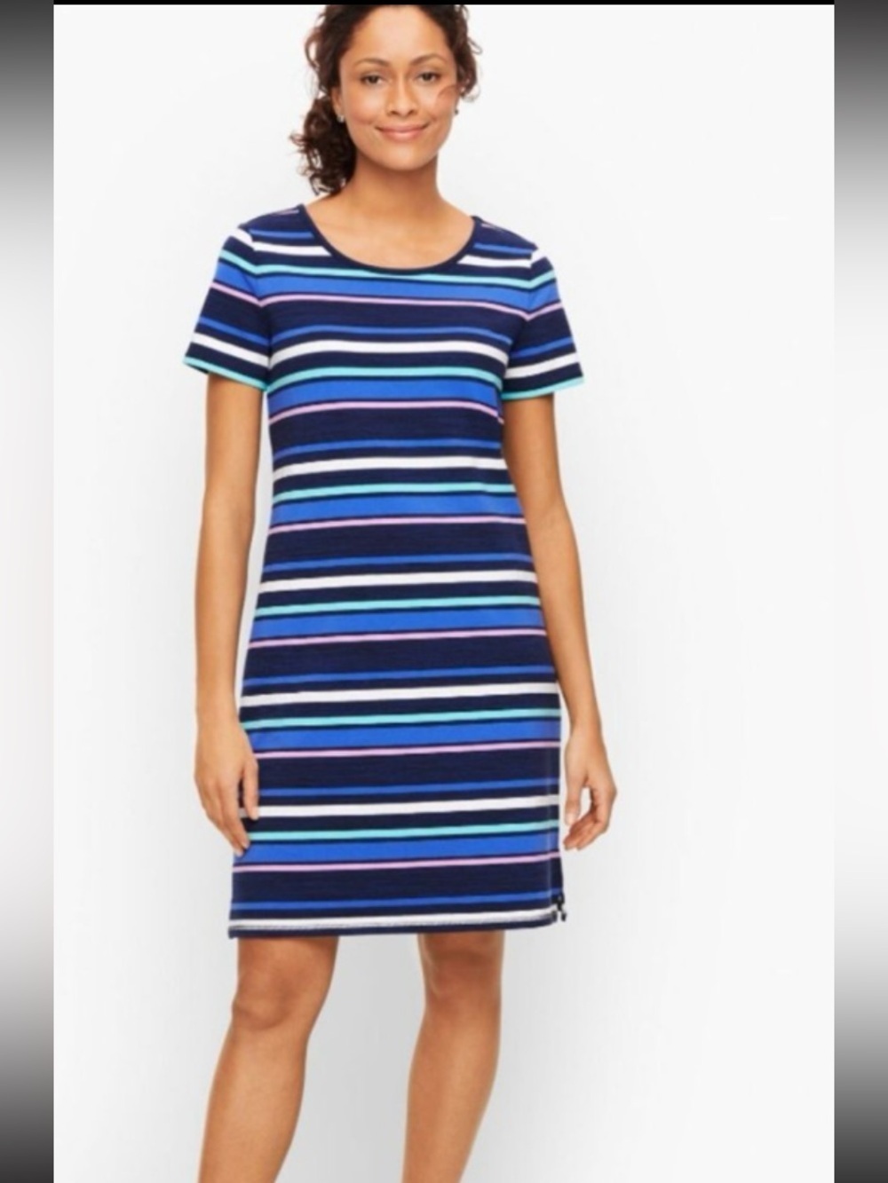 T by Talbots Navy Striped Short Sleeve t shirt Dress Small